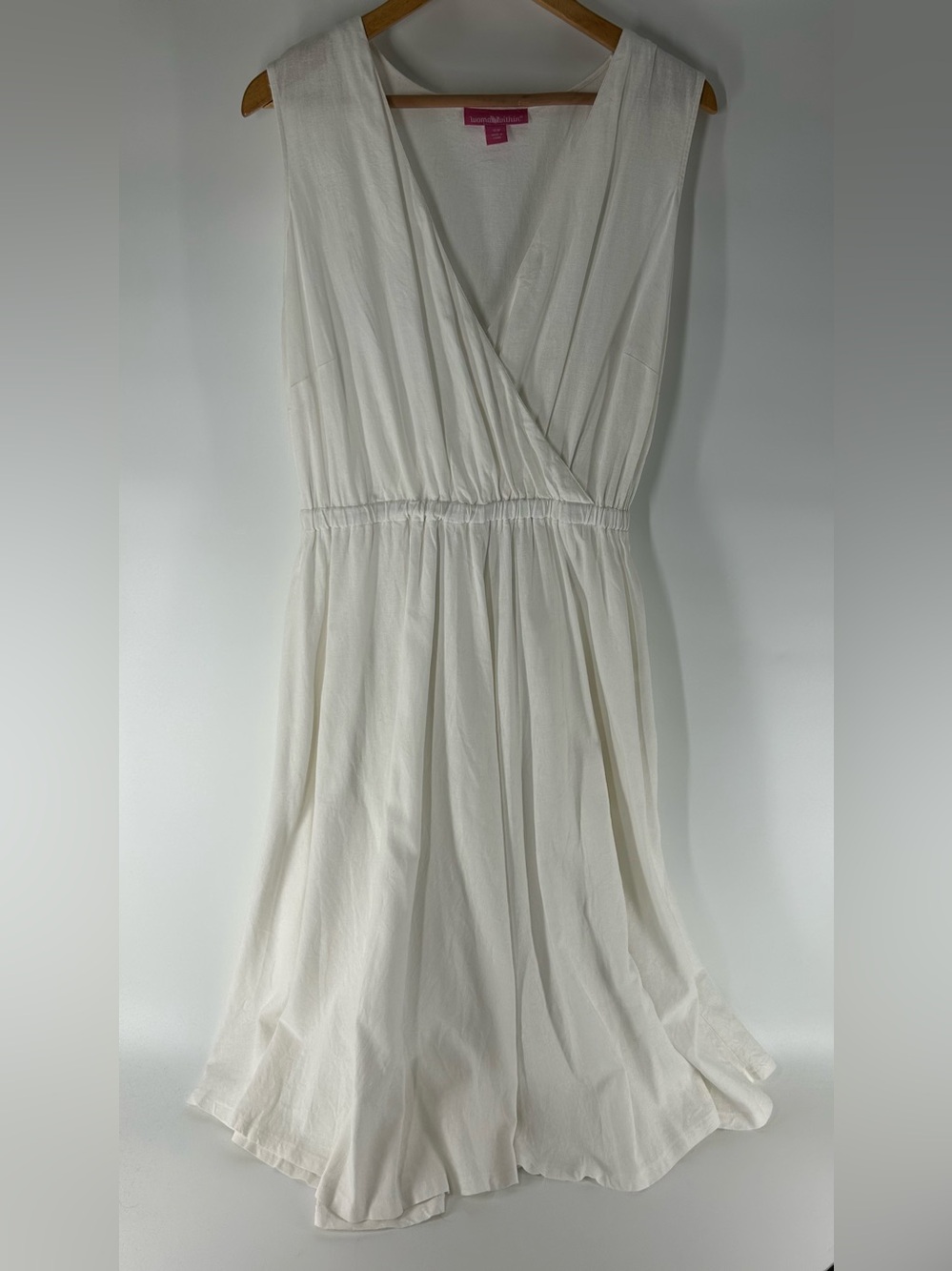 Woman Within White Linen Blend Midi Dress 16w